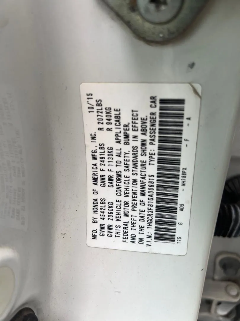2016 Honda Accord 9GN photo 14